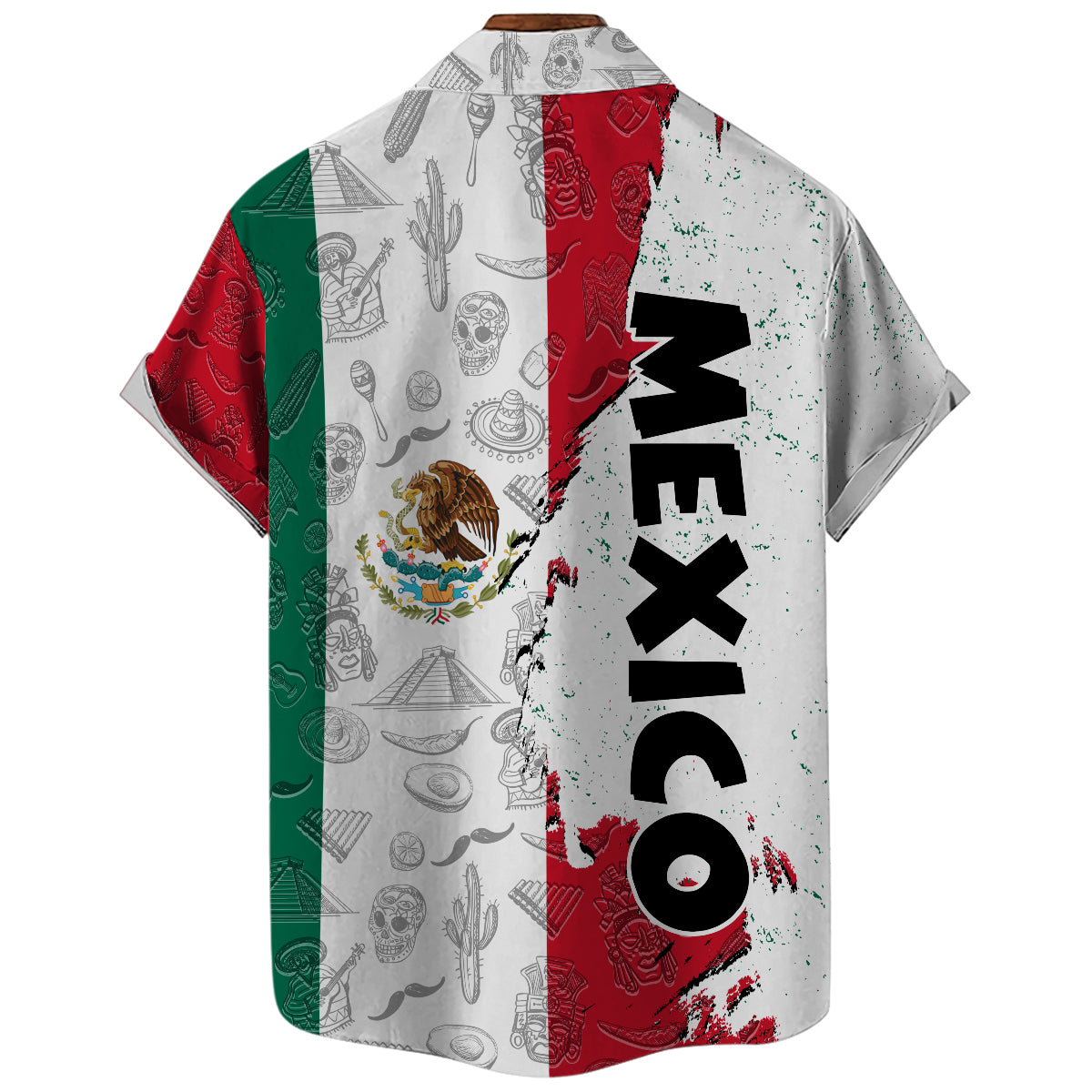 Mexico Hawaiian Shirt With A Half Flag And Symbols