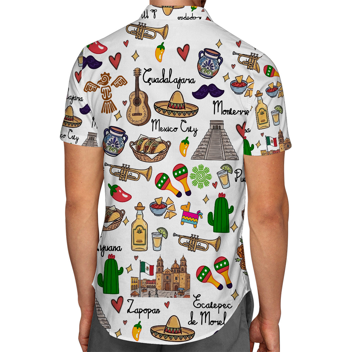 Mexico Hawaiian Shirt with Cultural Doodle Icons