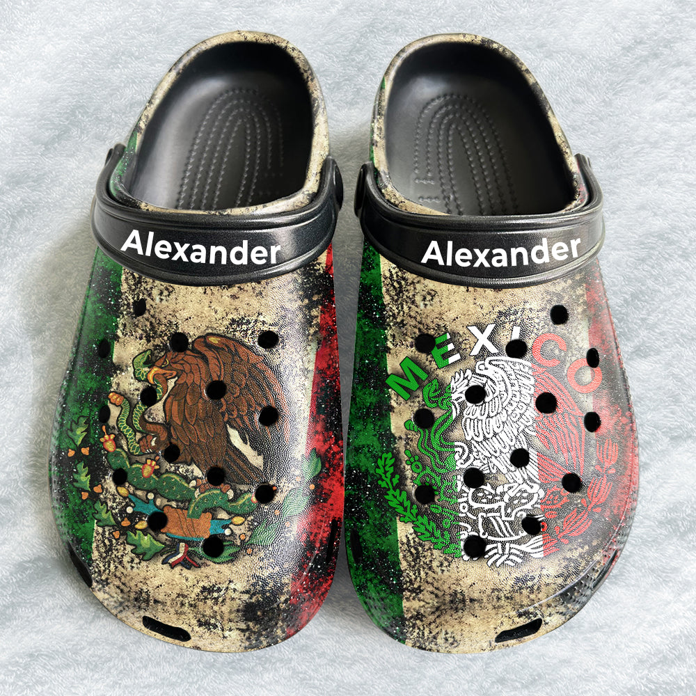 Customized Mexico Flag Clog Shoes With Your Name