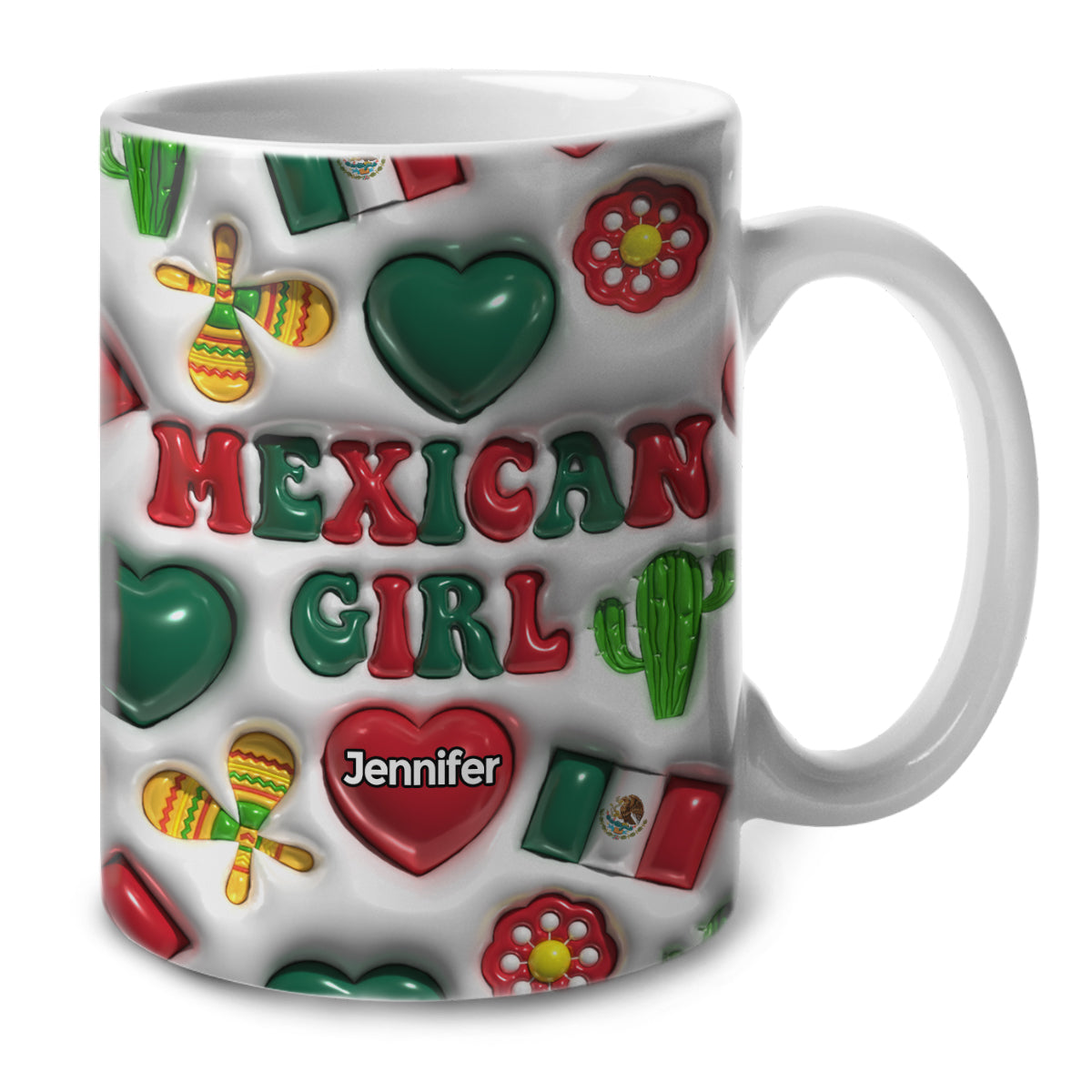 Mexico Mexican Girl Coffee Mug Cup With Custom Your Name