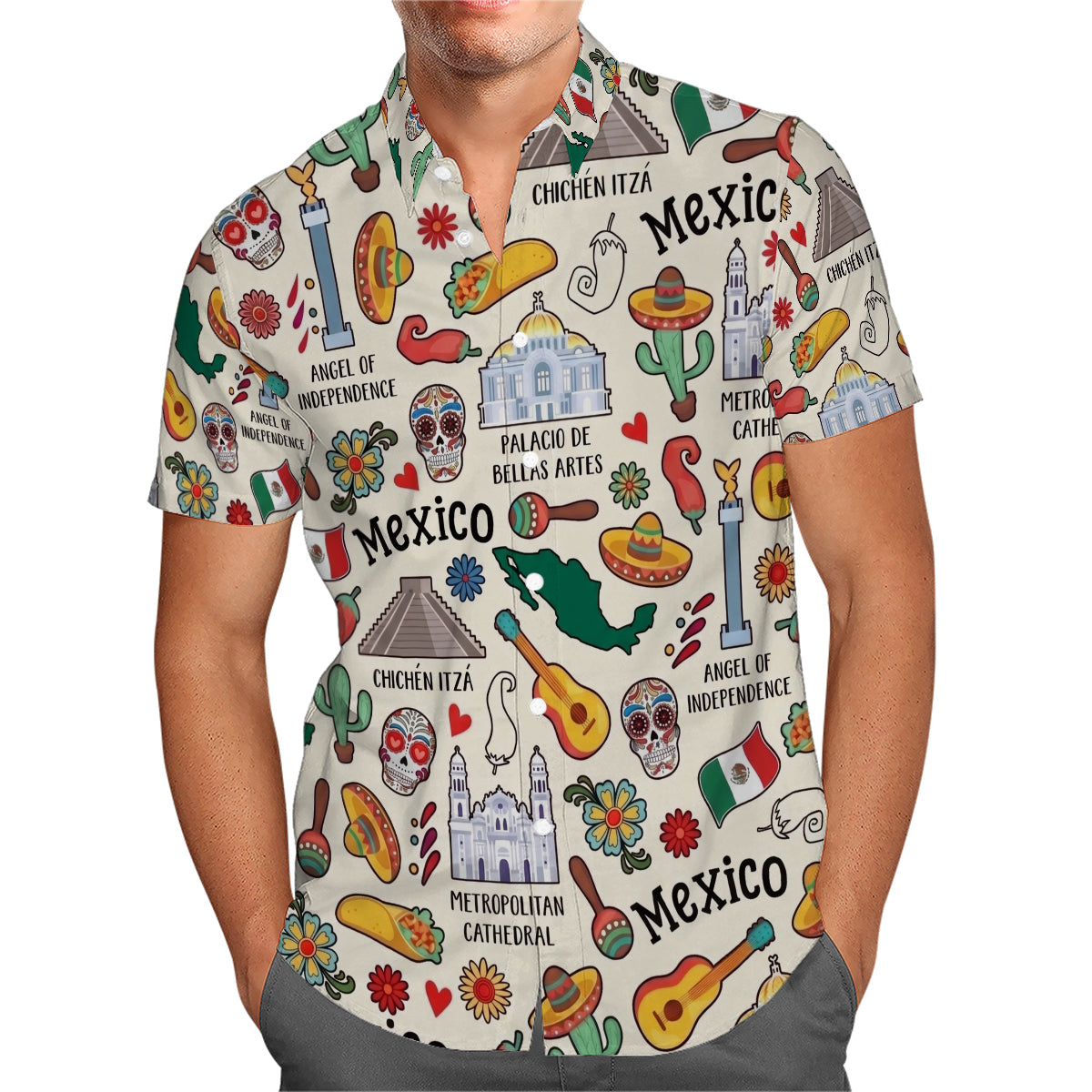 Mexico Style Hawaiian Shirt With National Symbols
