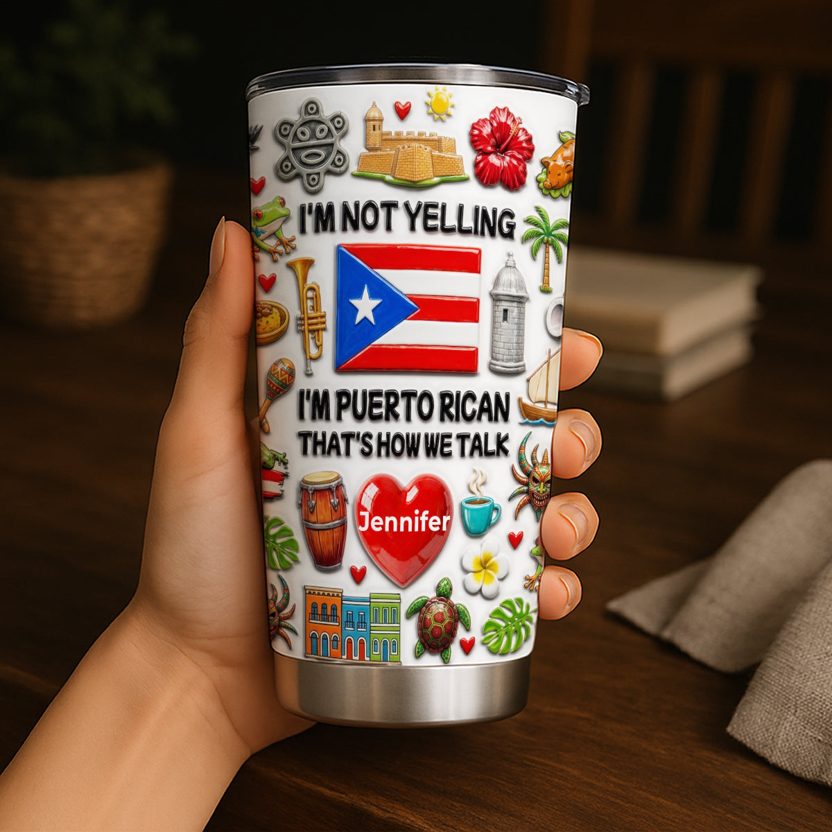 I'm Not Yelling Puerto Rican Tumbler 20oz With Lid