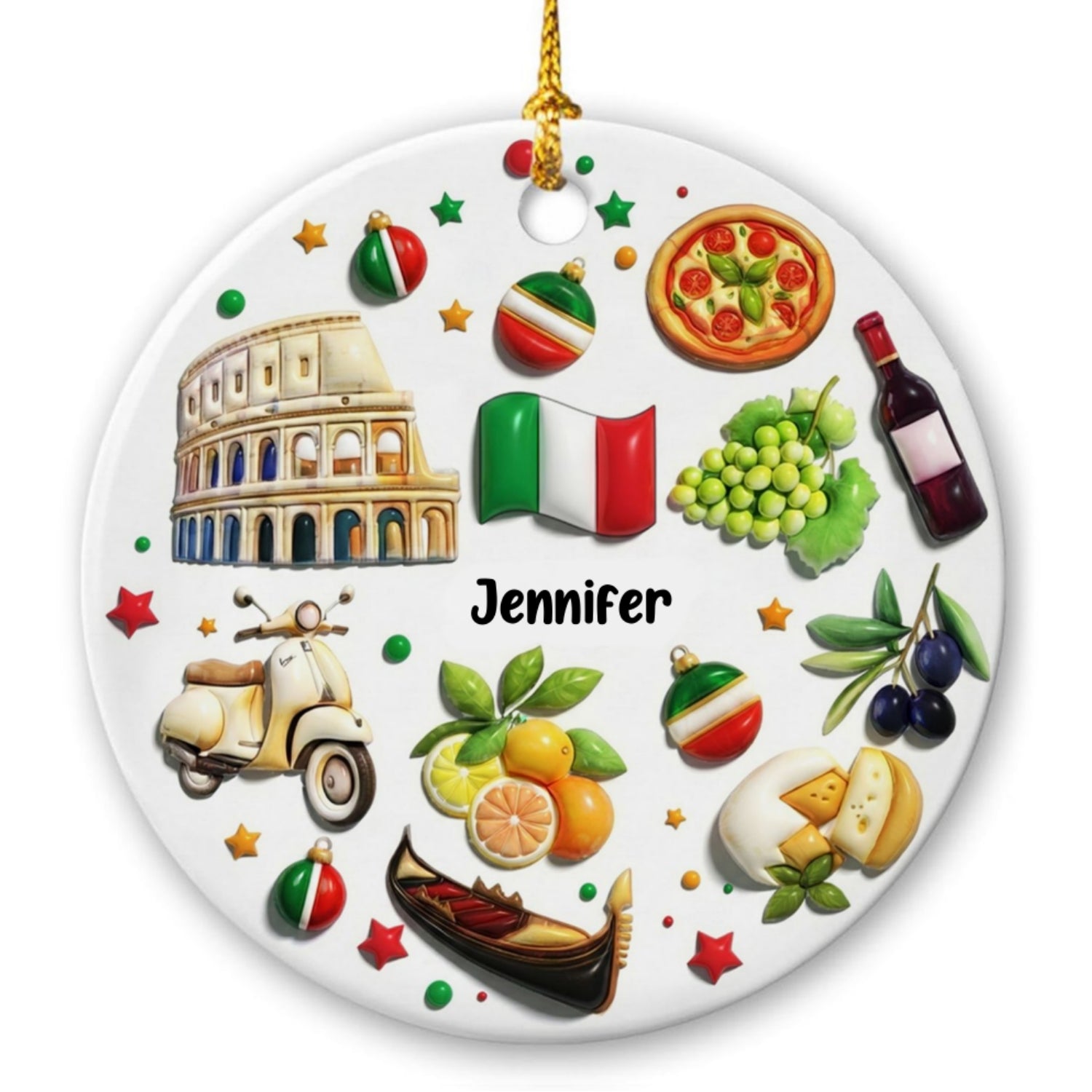 Custom Italy Italia Ornament Around Symbols