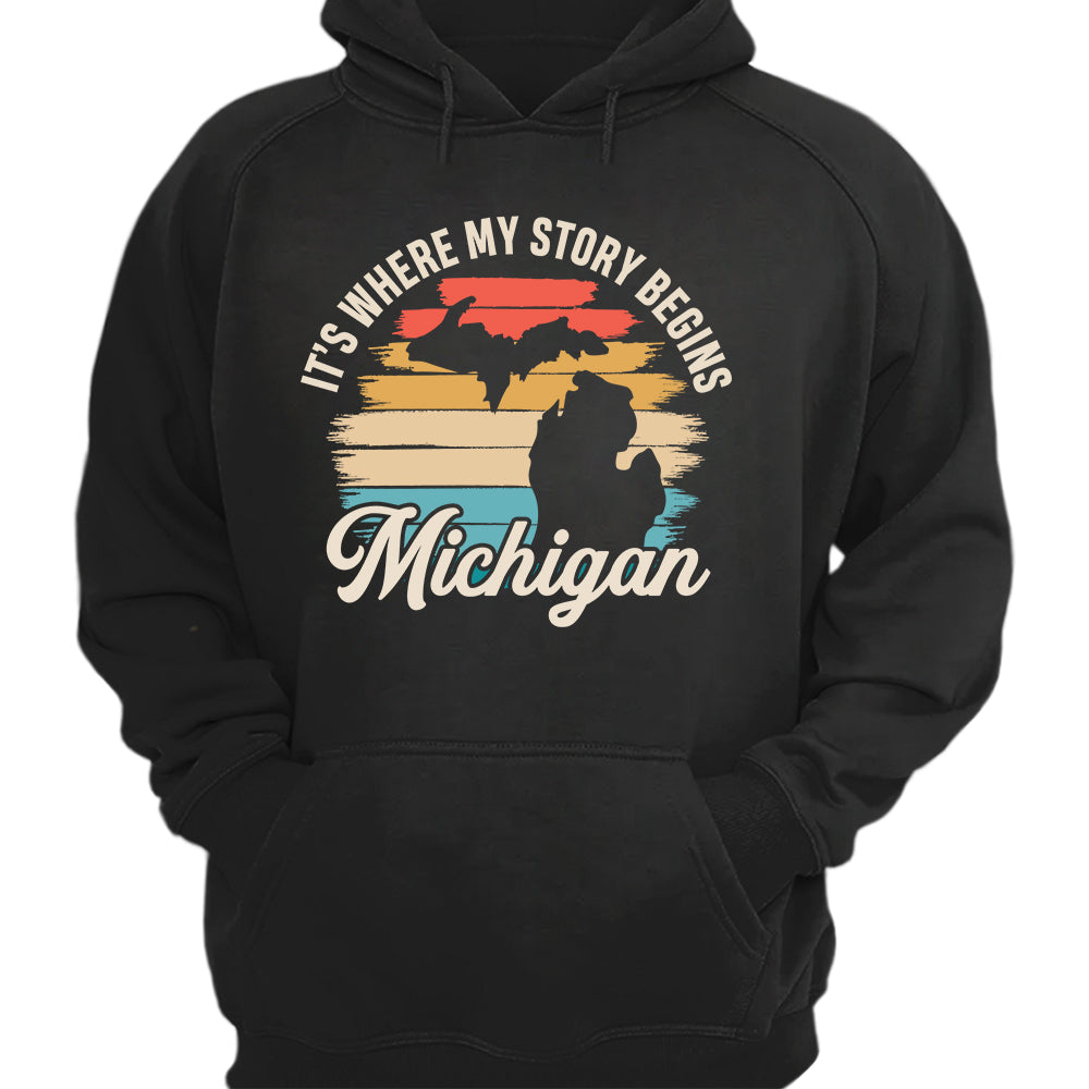 Michigan It's Where My Story Begins T-shirt Vintage Retro