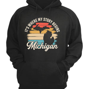 Michigan It's Where My Story Begins T-shirt Vintage Retro
