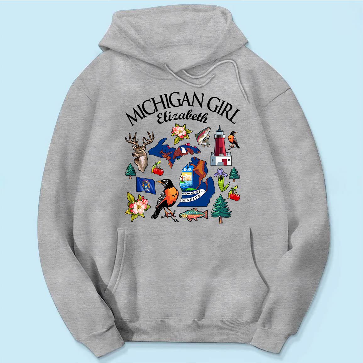 Customized Michigan Girl T-shirt With Symbols And Name