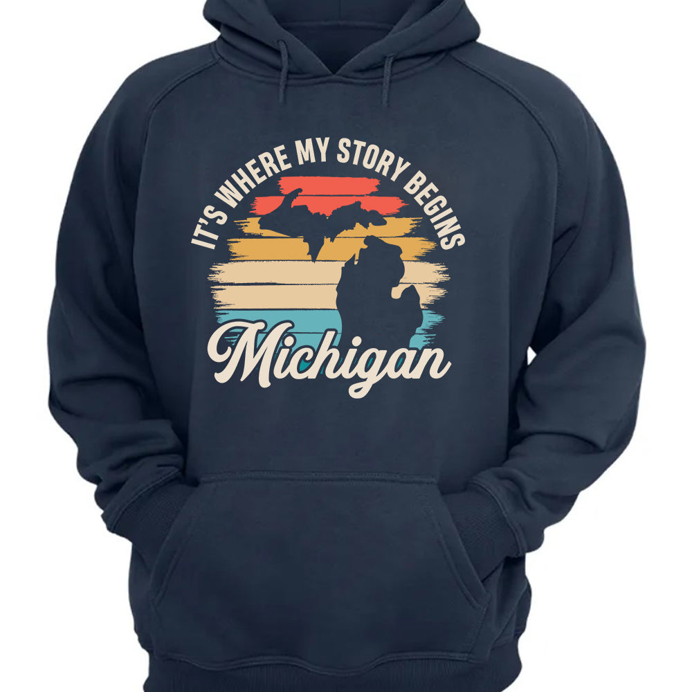 Michigan It's Where My Story Begins T-shirt Vintage Retro