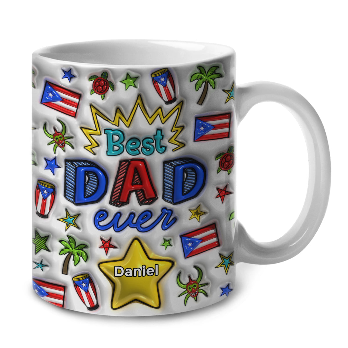Best Puerto Rican Dad Ever Coffee Mug Cup With Custom Your Name