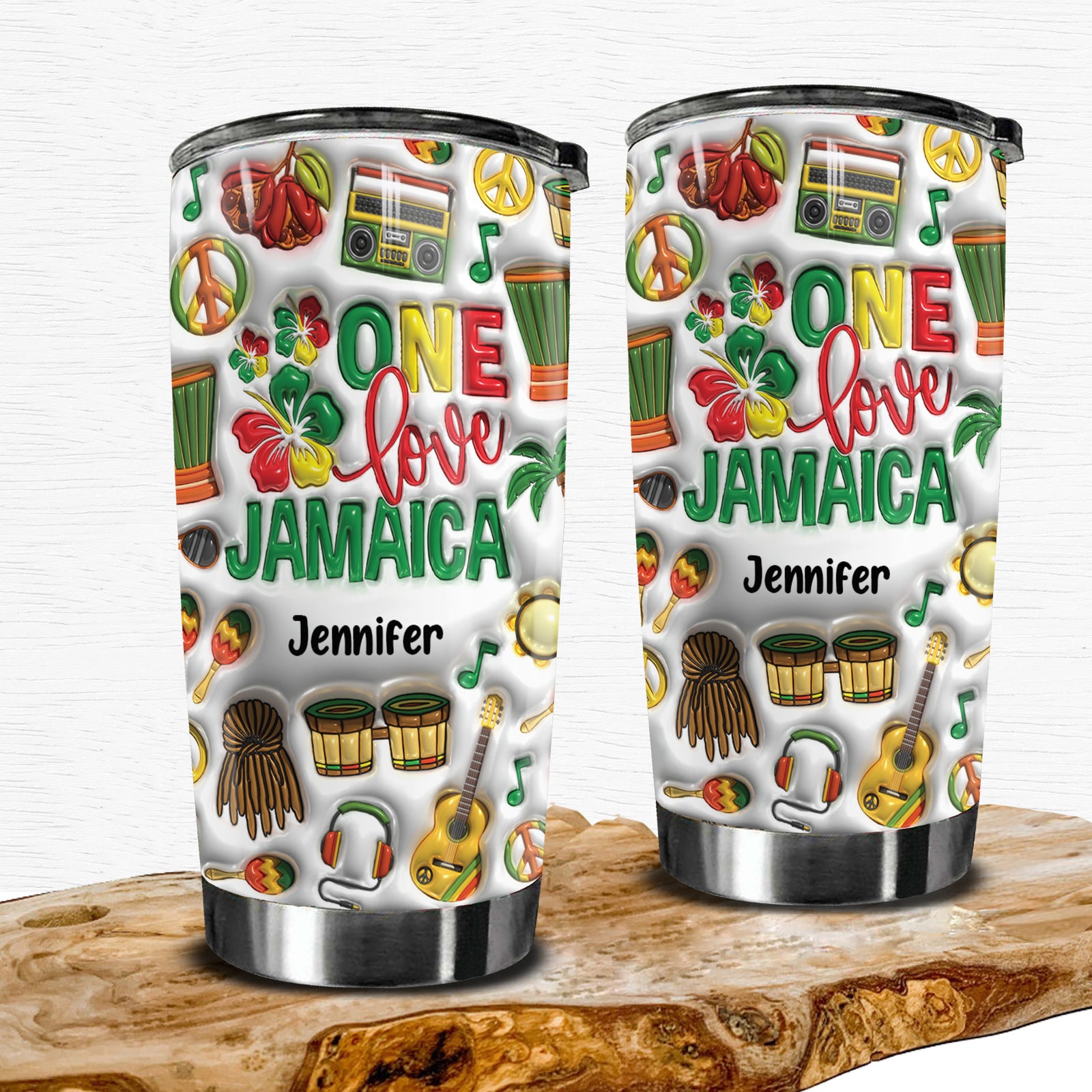 One Love Jamaica Personalized Tumbler With Your Name