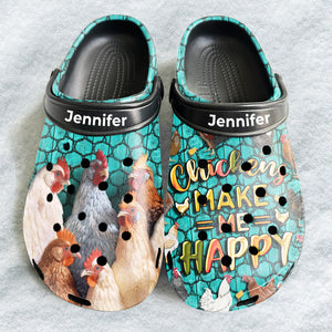 Customized Chickens Clogs Shoes Chicken Make Me Happy 
