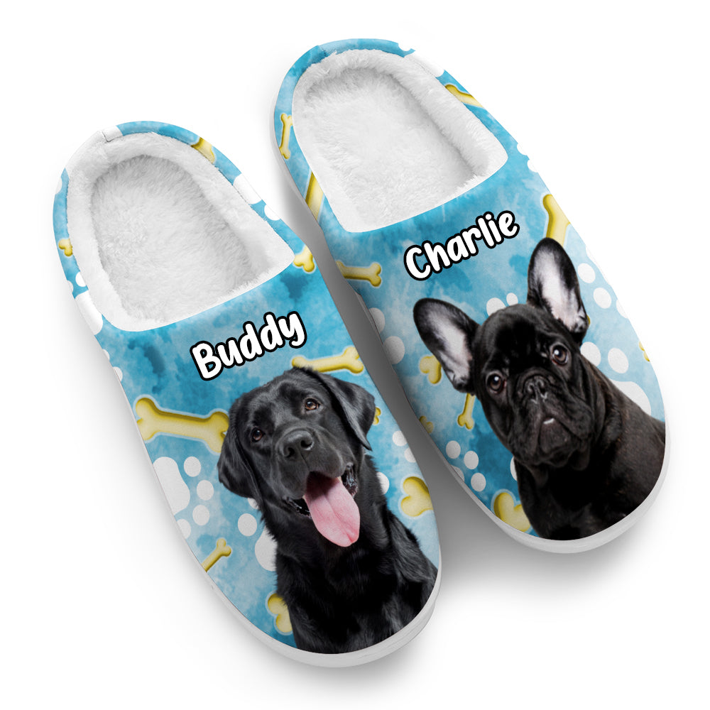 Custom Dog Photo Personalized Dog Lovers Fluffy Slippers