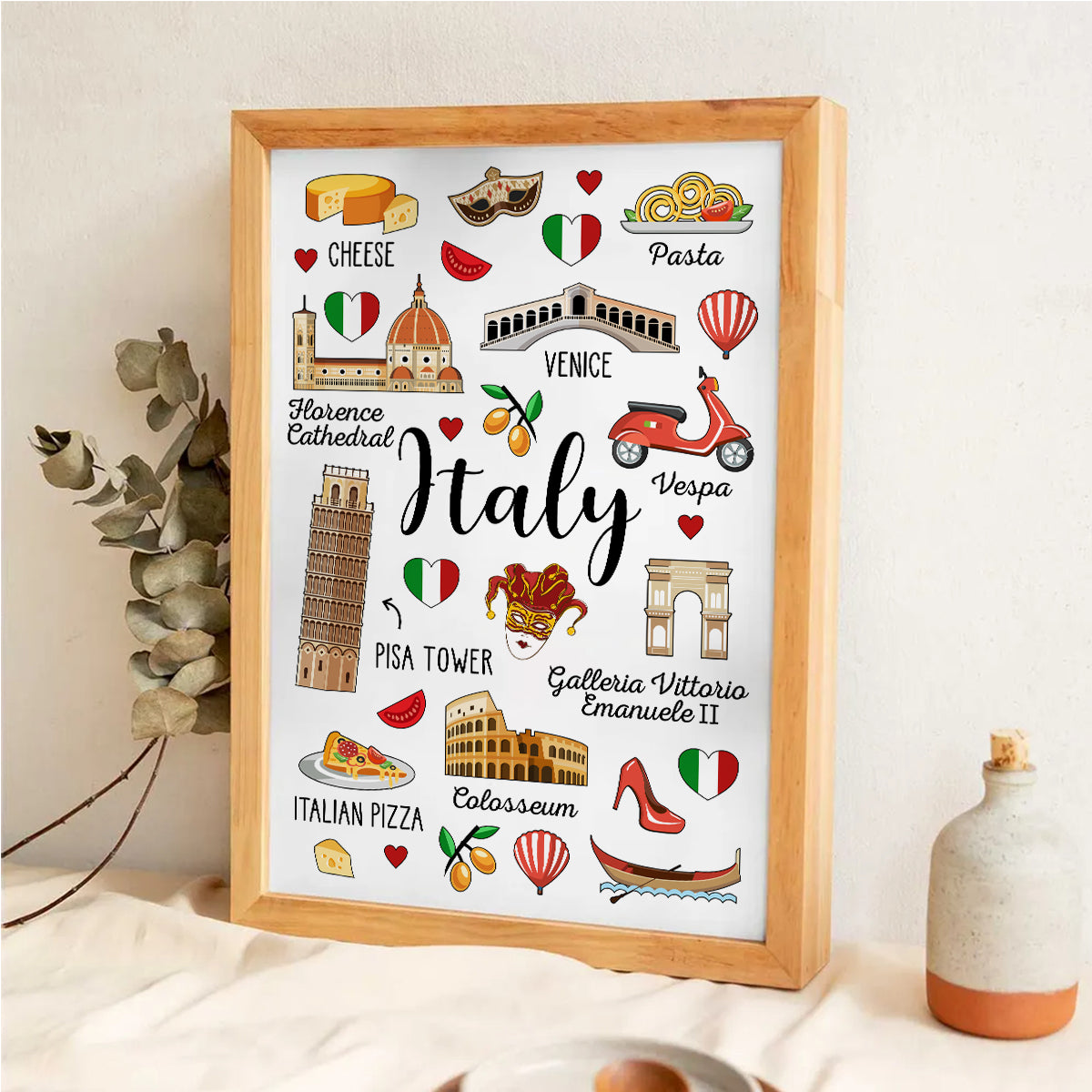 Italy Poster With Symbols
