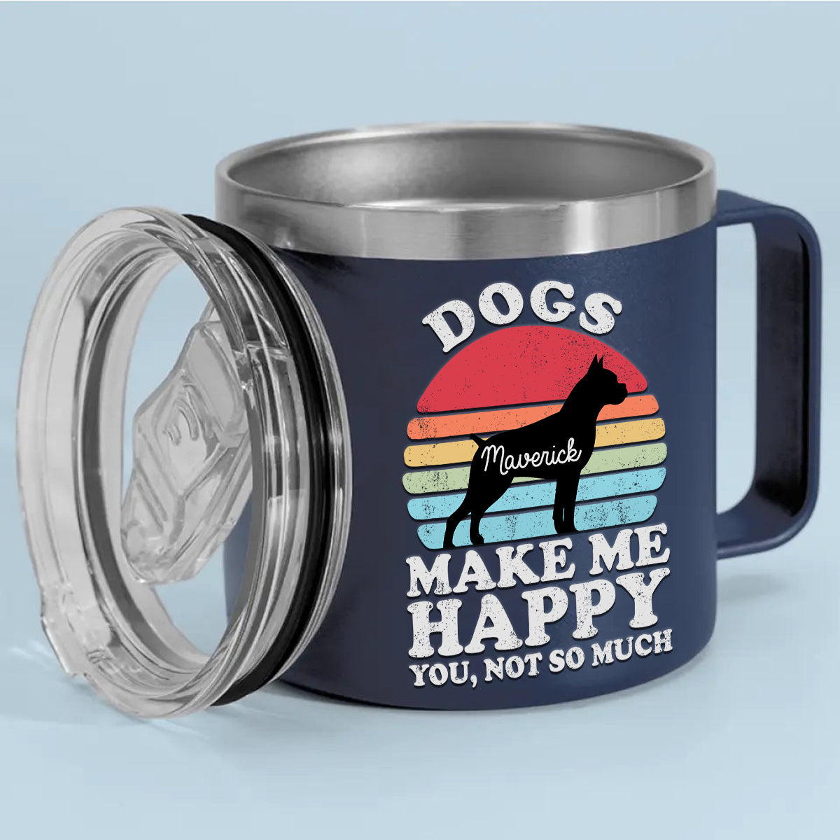 Dogs Make Me Happy Personalized 14oz Stainless Steel Tumbler With Handle