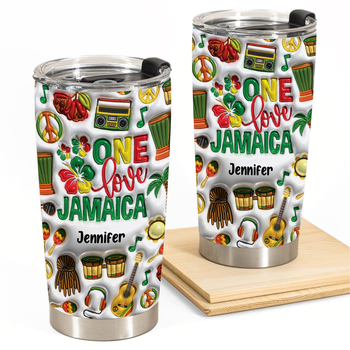 One Love Jamaica Personalized Tumbler With Your Name