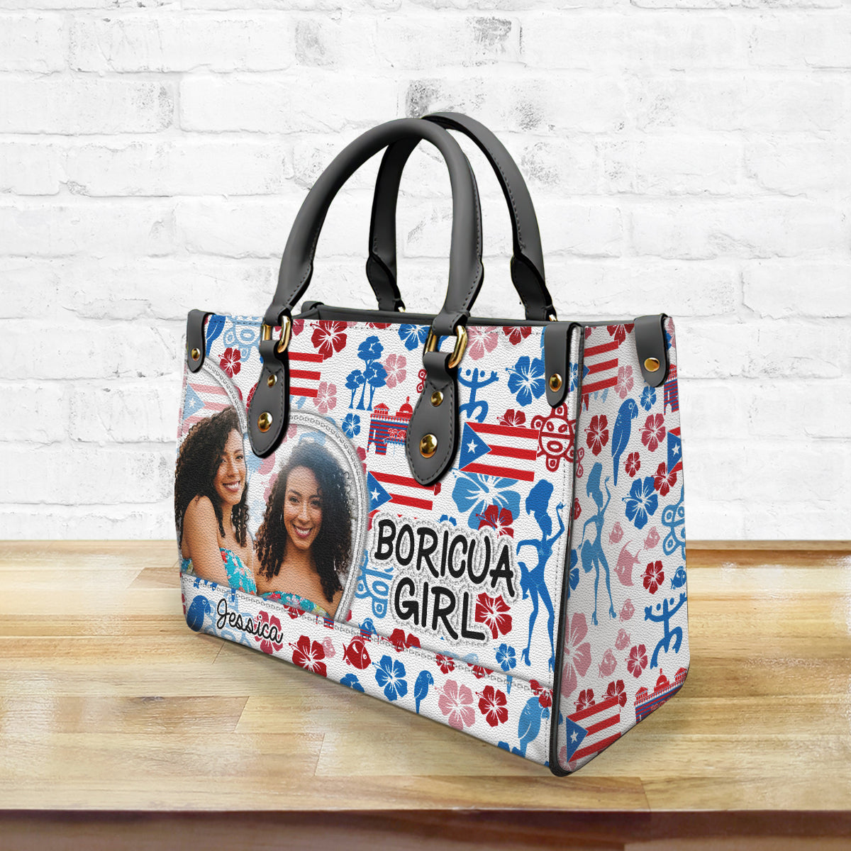 Personalized Boricua Girl Leather Handbag Purse