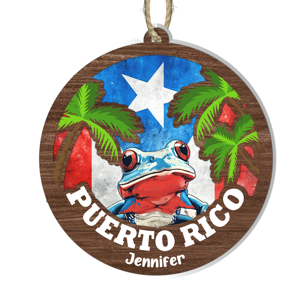 Custom Puerto Rico Suncatcher Ornament With Coqui
