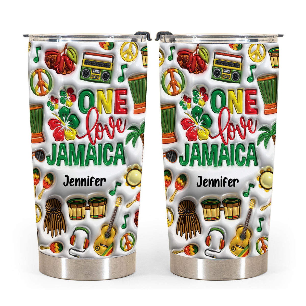 One Love Jamaica Personalized Tumbler With Your Name