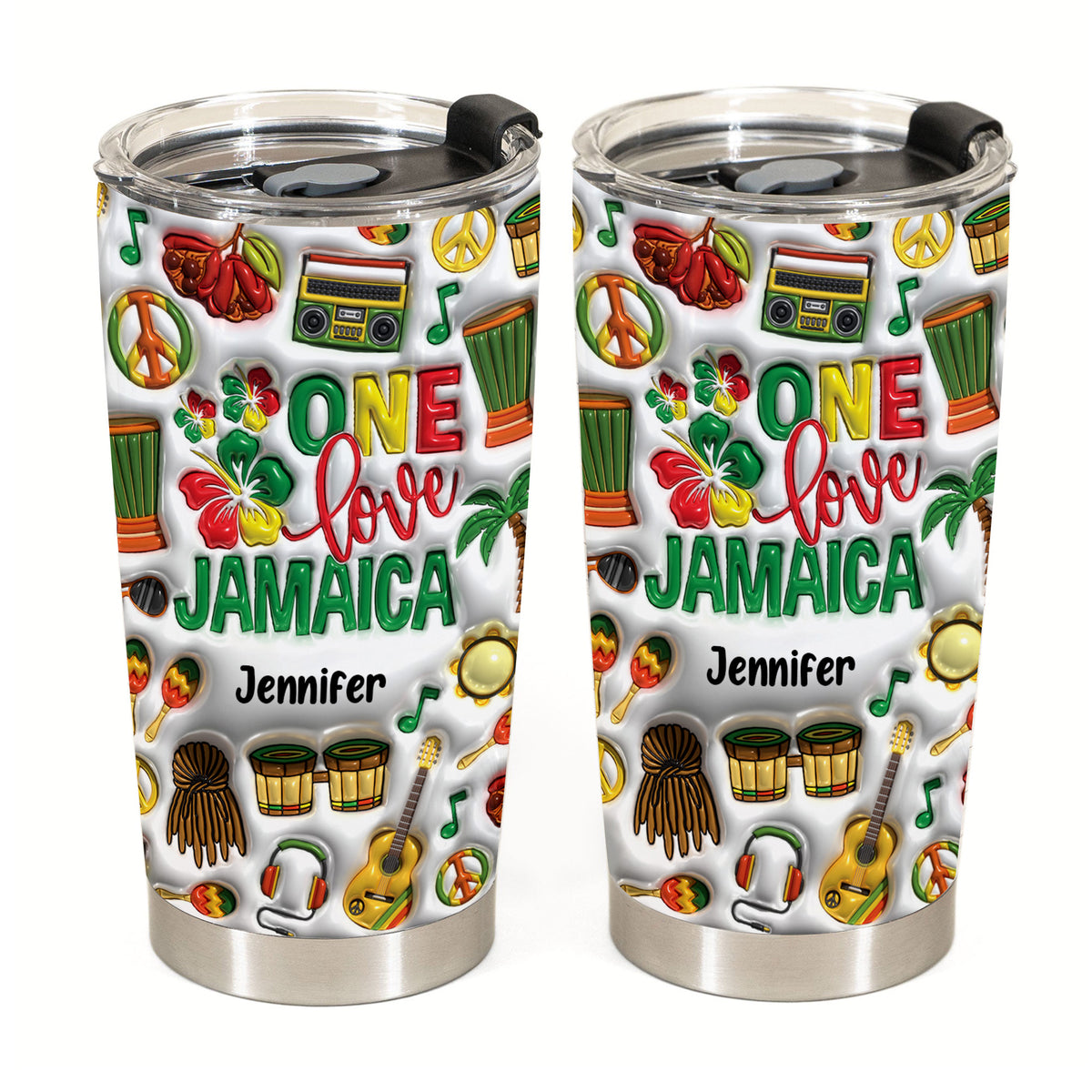 One Love Jamaica Personalized Tumbler With Your Name