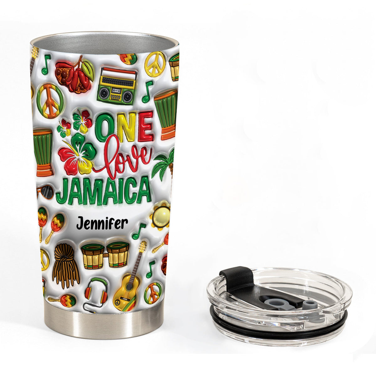 One Love Jamaica Personalized Tumbler With Your Name