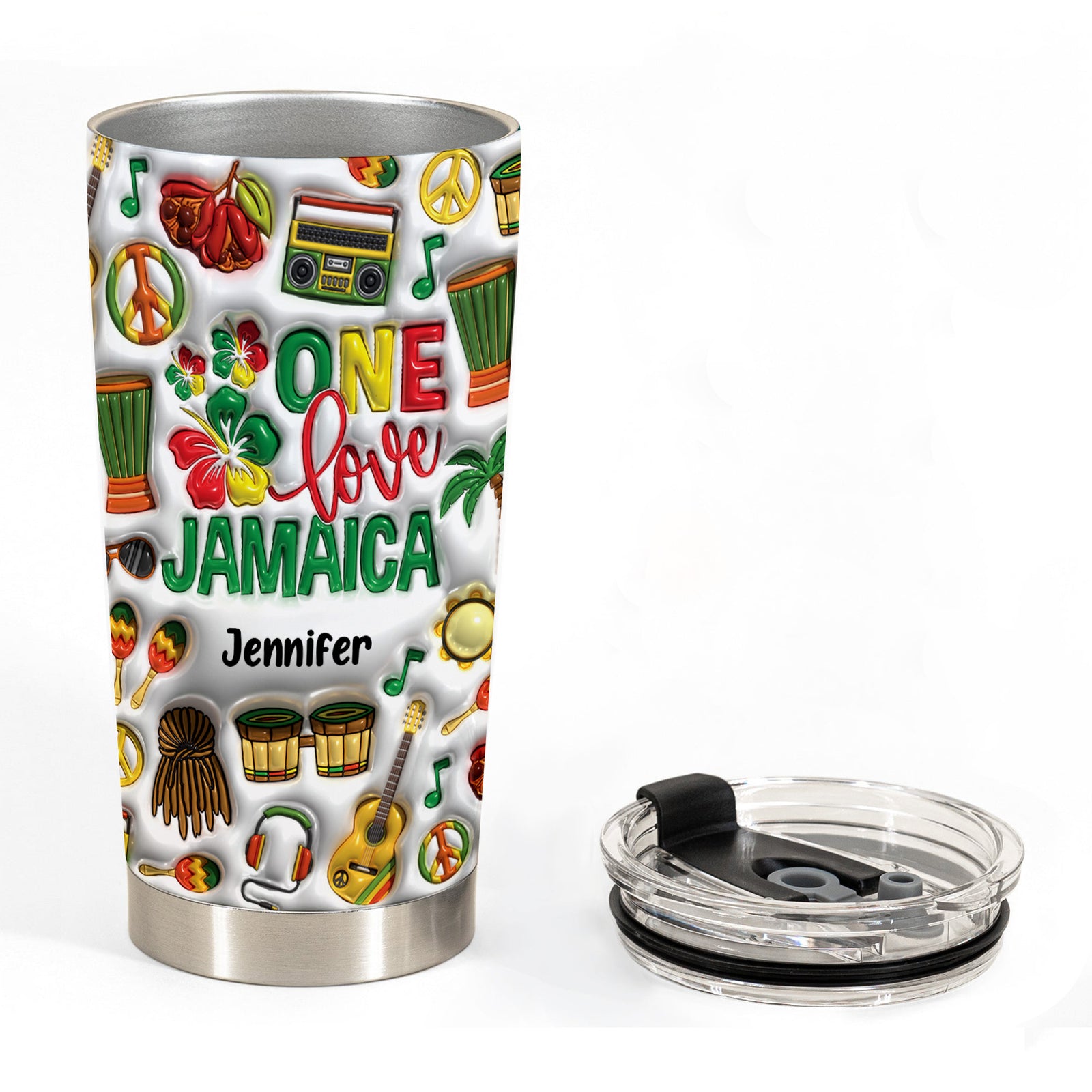 One Love Jamaica Personalized Tumbler With Your Name