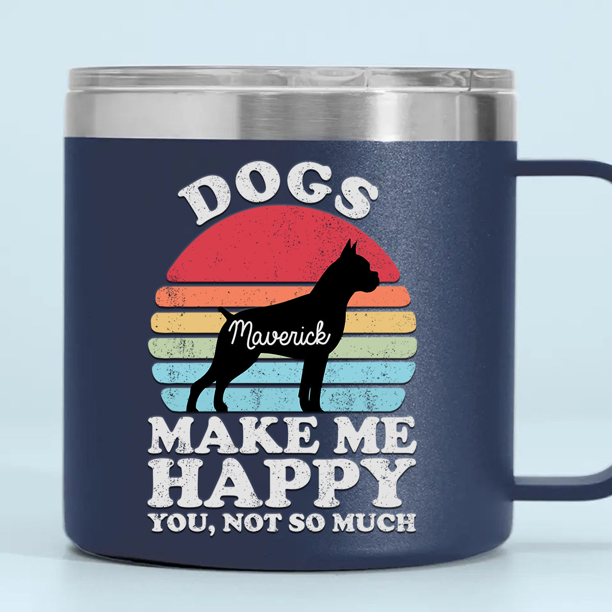 Dogs Make Me Happy Personalized 14oz Stainless Steel Tumbler With Handle