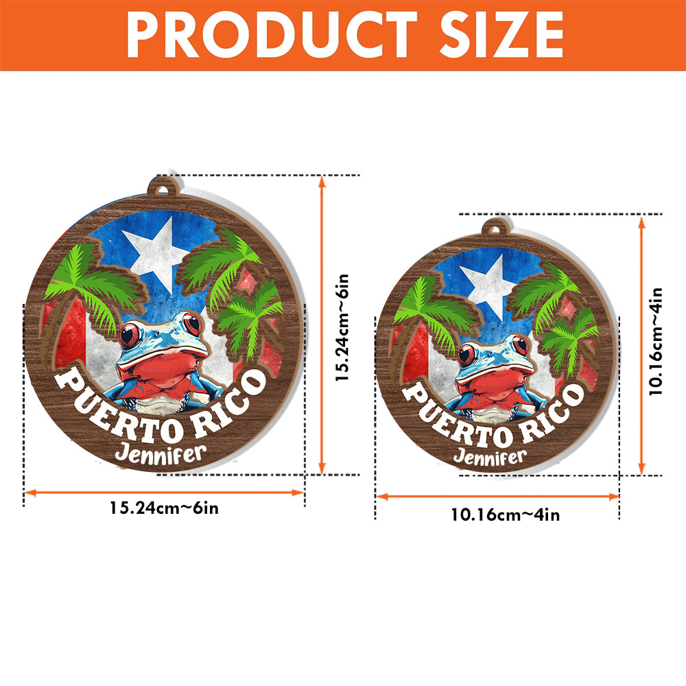 Custom Puerto Rico Suncatcher Ornament With Coqui