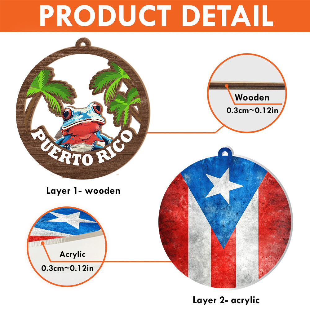 Custom Puerto Rico Suncatcher Ornament With Coqui