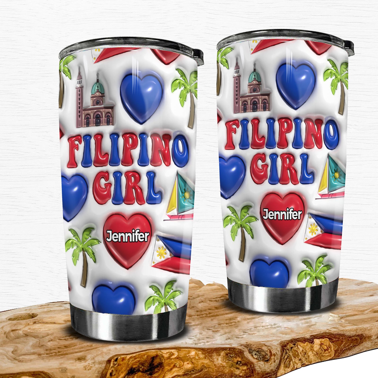 Filipino Girl Personalized Tumbler With Your Name