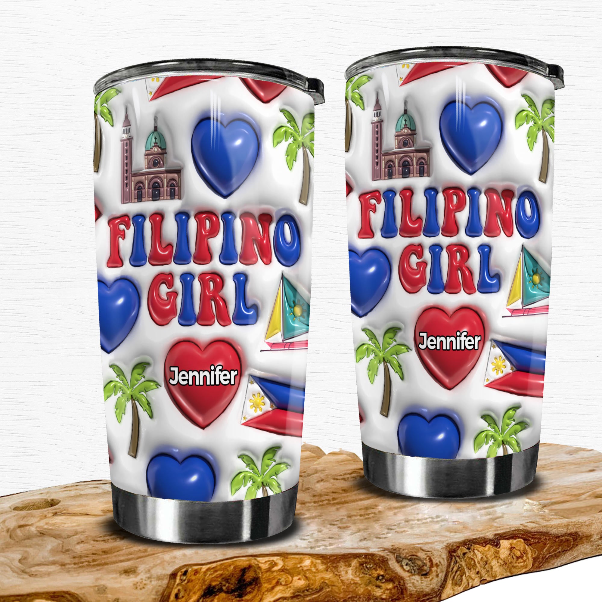 Filipino Girl Personalized Tumbler With Your Name
