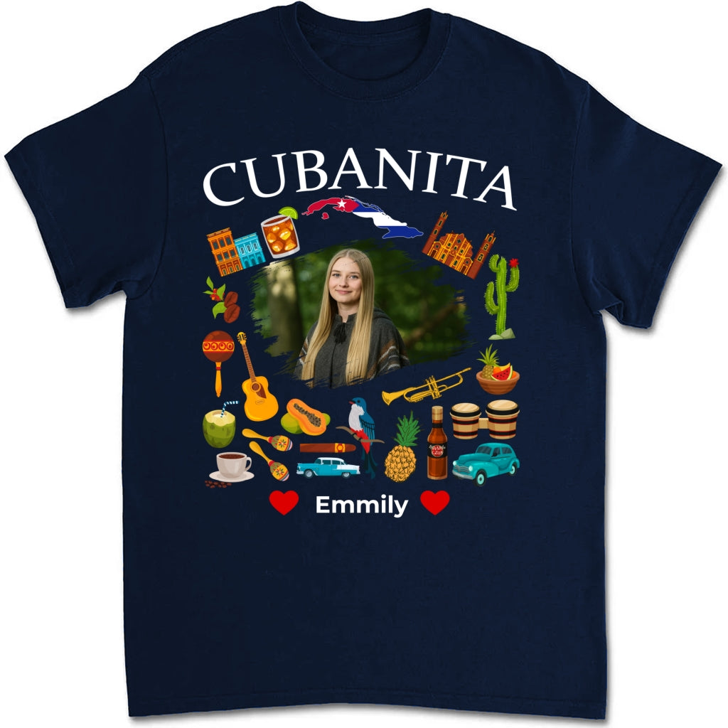 Personalized Cubanita Cuba T-shirt Symbols With Photo