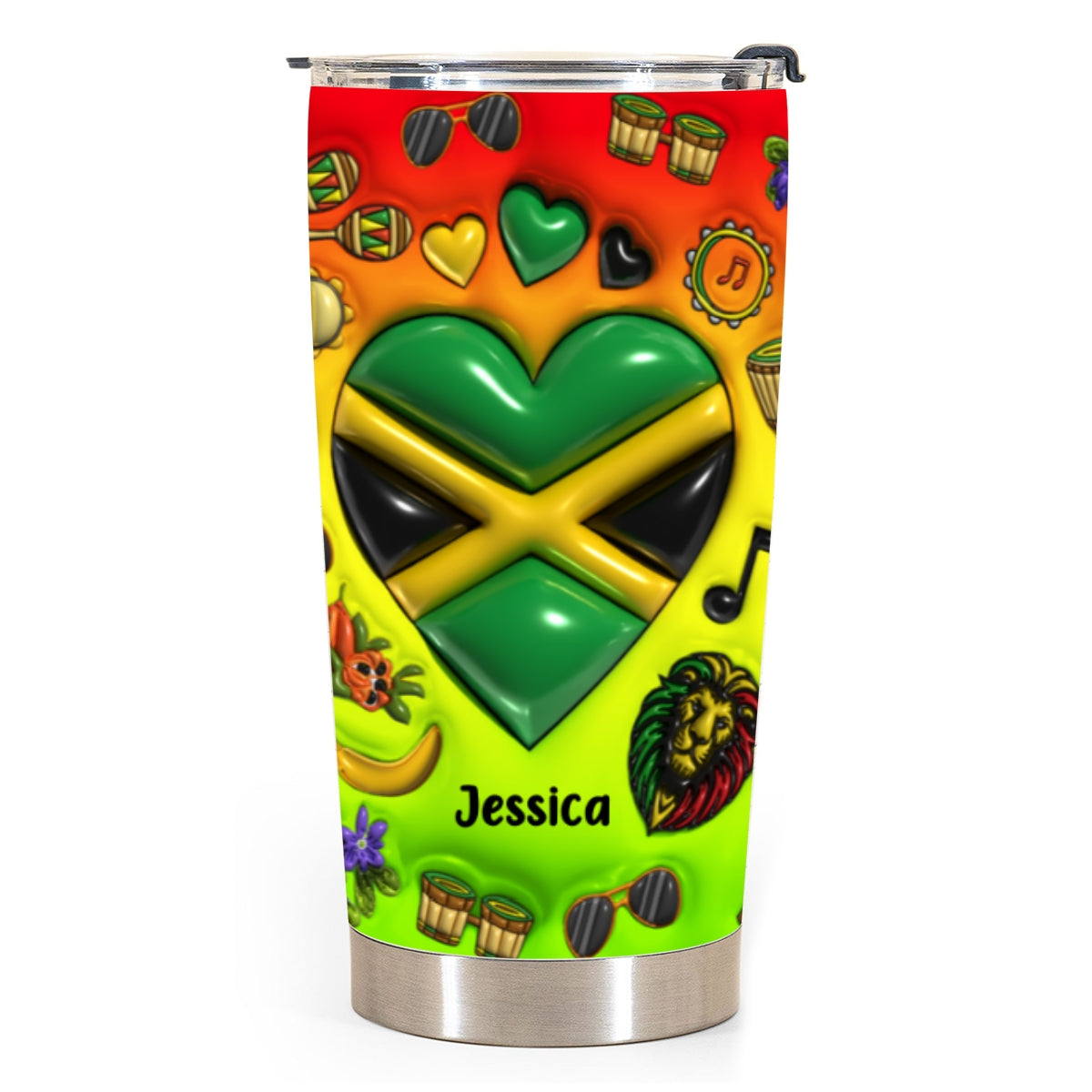 Custom Jamaica Heart Tumbler With Name