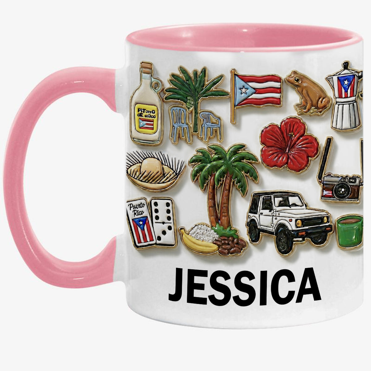 Puerto Rico Culture 2D Printed Coffee Mug Cup Personalized With Name