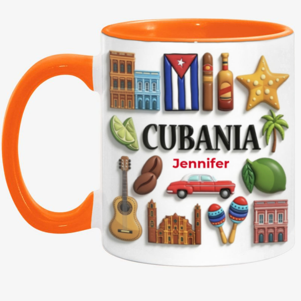 Custom Cubanita Accent Mug With Many Cuba Symbols