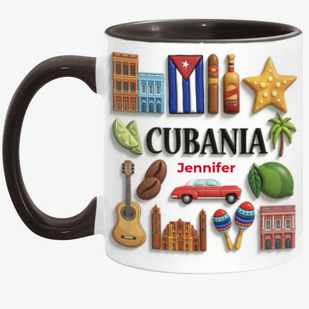 Custom Cubanita Accent Mug With Many Cuba Symbols