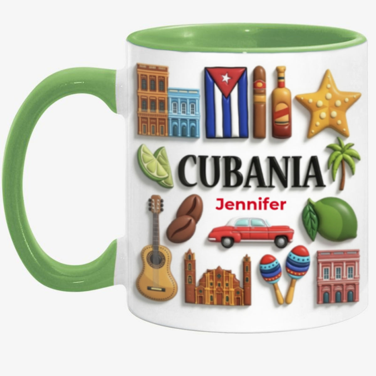 Custom Cubanita Accent Mug With Many Cuba Symbols