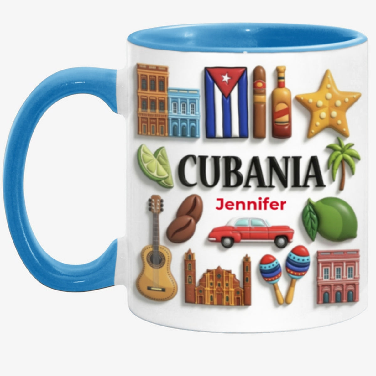 Custom Cubanita Accent Mug With Many Cuba Symbols