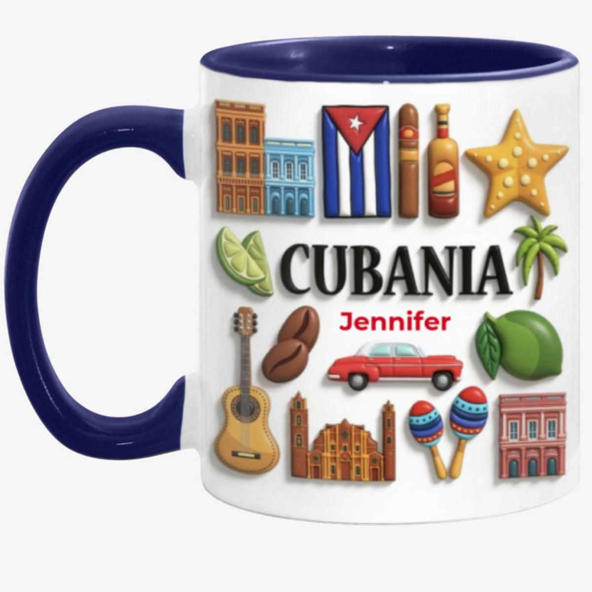 Custom Cubanita Accent Mug With Many Cuba Symbols