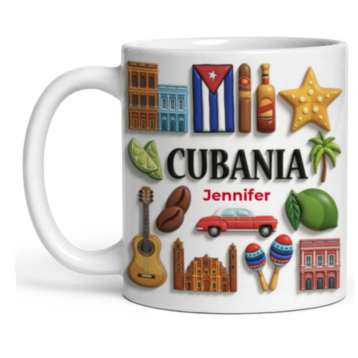 Custom Cubanita Accent Mug With Many Cuba Symbols