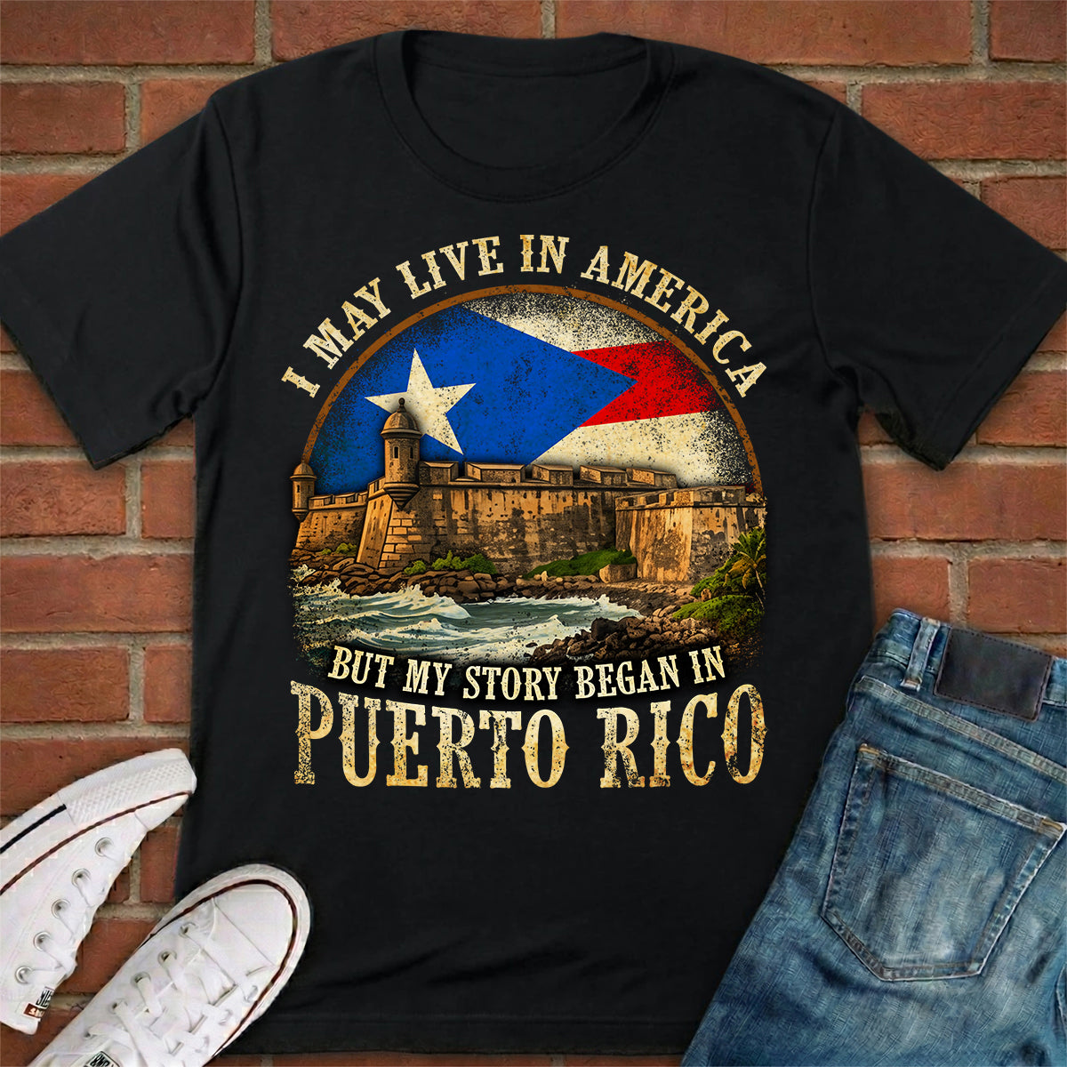 My Story Began In Puerto Rico A Half Flag T-shirt