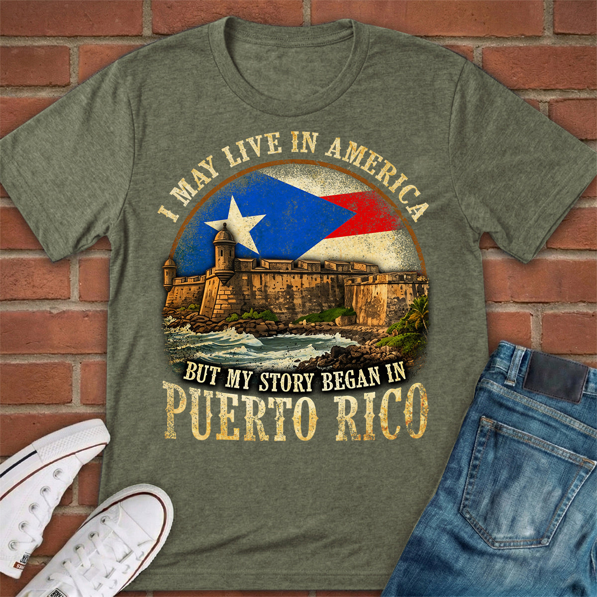 My Story Began In Puerto Rico A Half Flag T-shirt