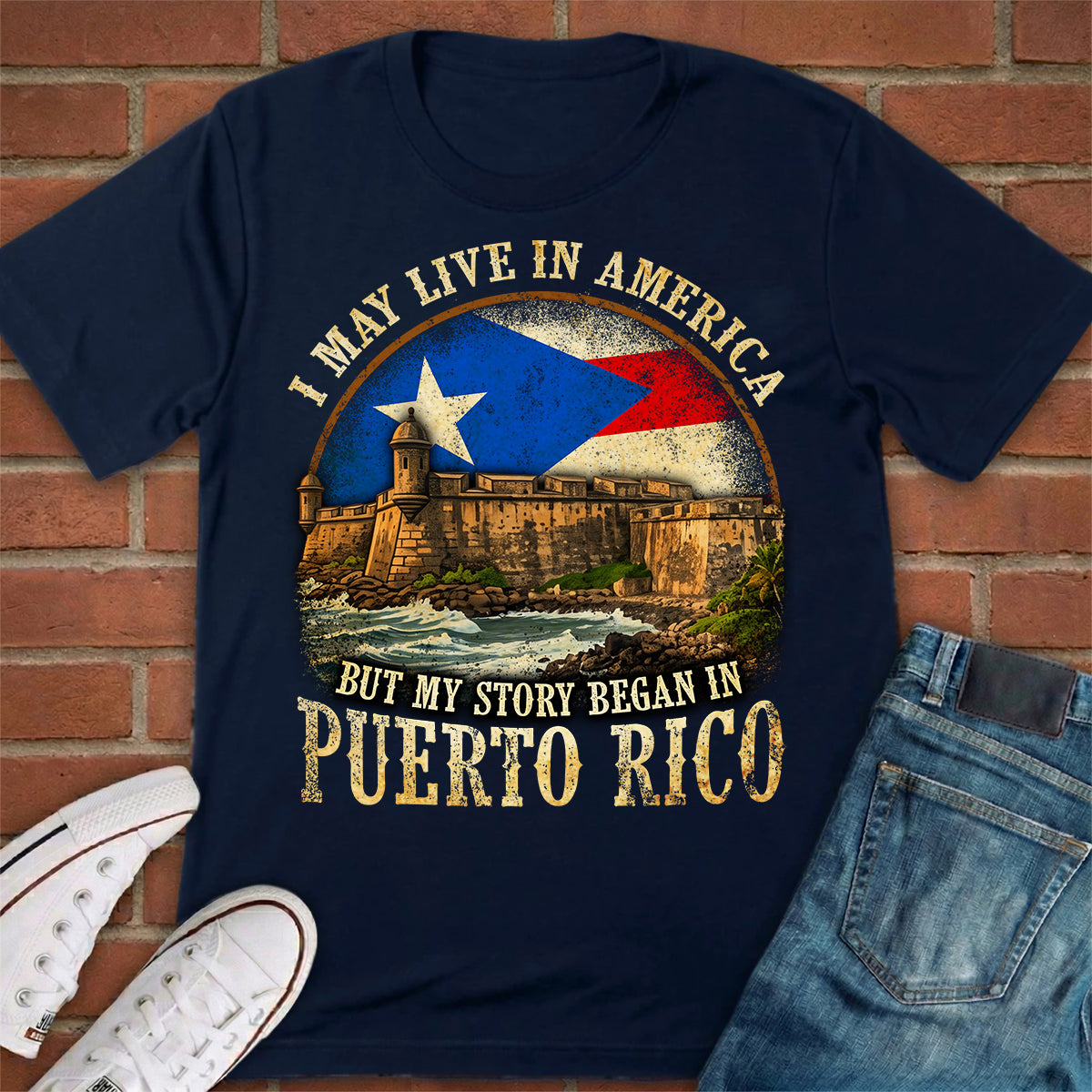 My Story Began In Puerto Rico A Half Flag T-shirt