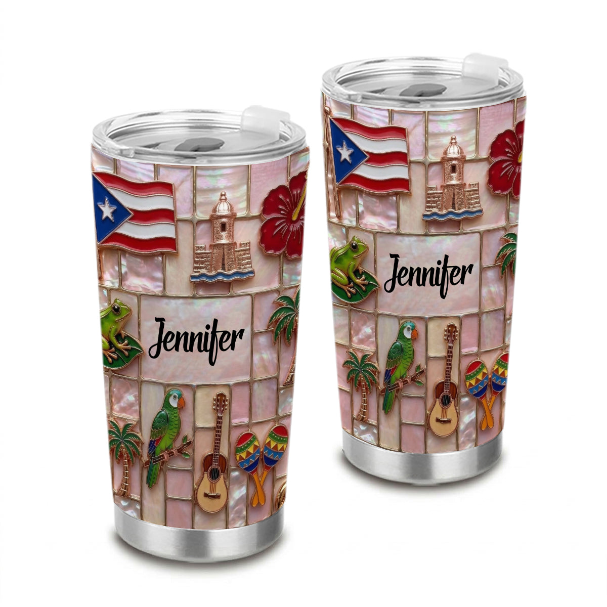 Custom Puerto Rico Tumbler With Beautiful Symbols
