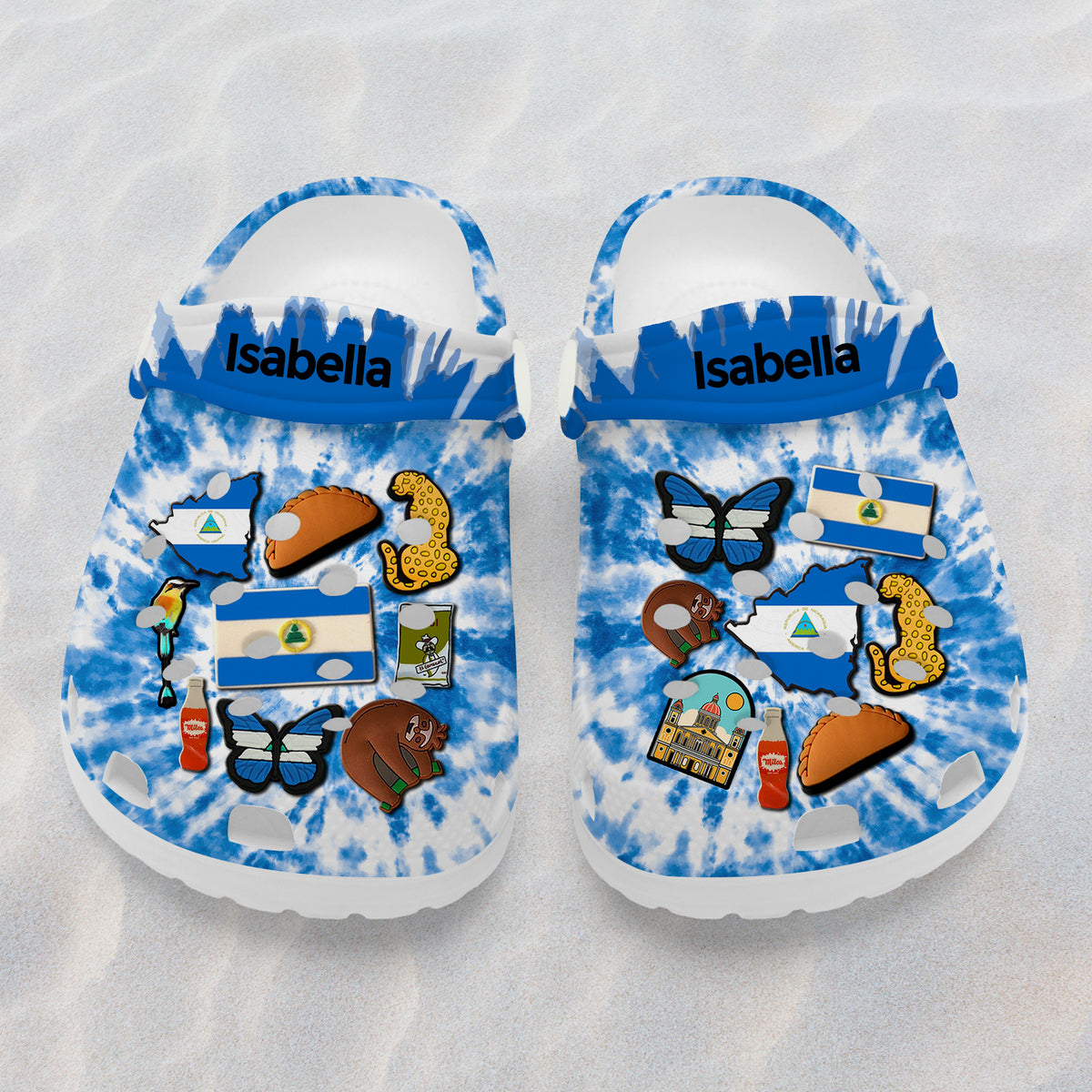 Nicaragua Personalized Kids Clogs Shoes With Symbols Tie Dye