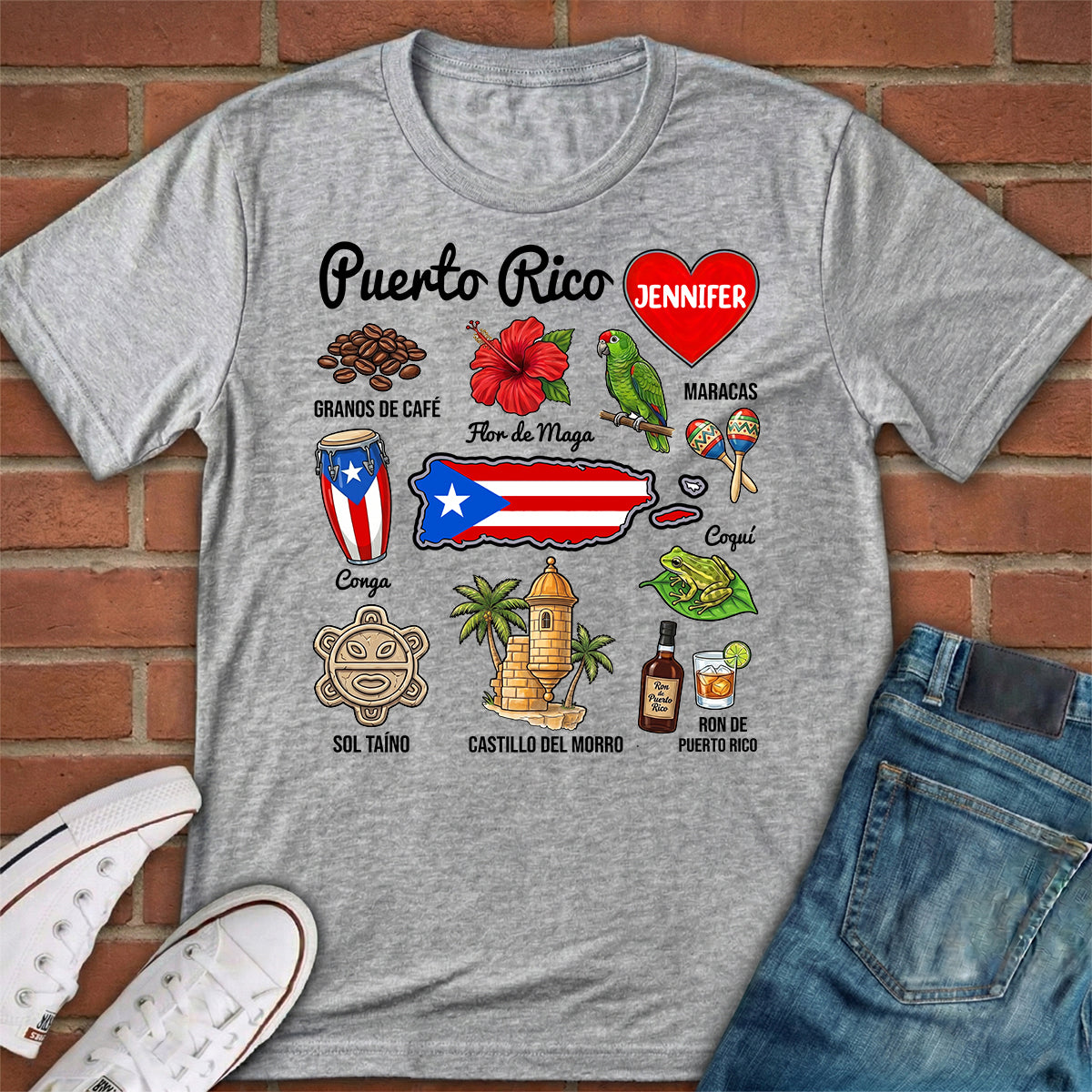 Custom Puerto Rico Boricua T-shirt With Symbols