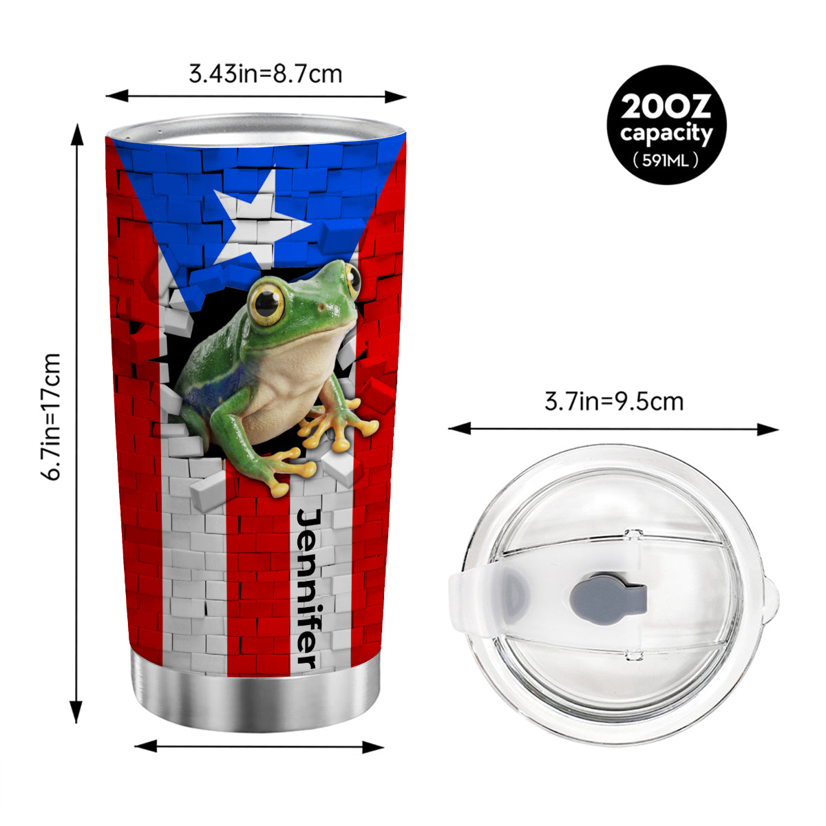 Custom Puerto Rico Frog In Hole Tumbler