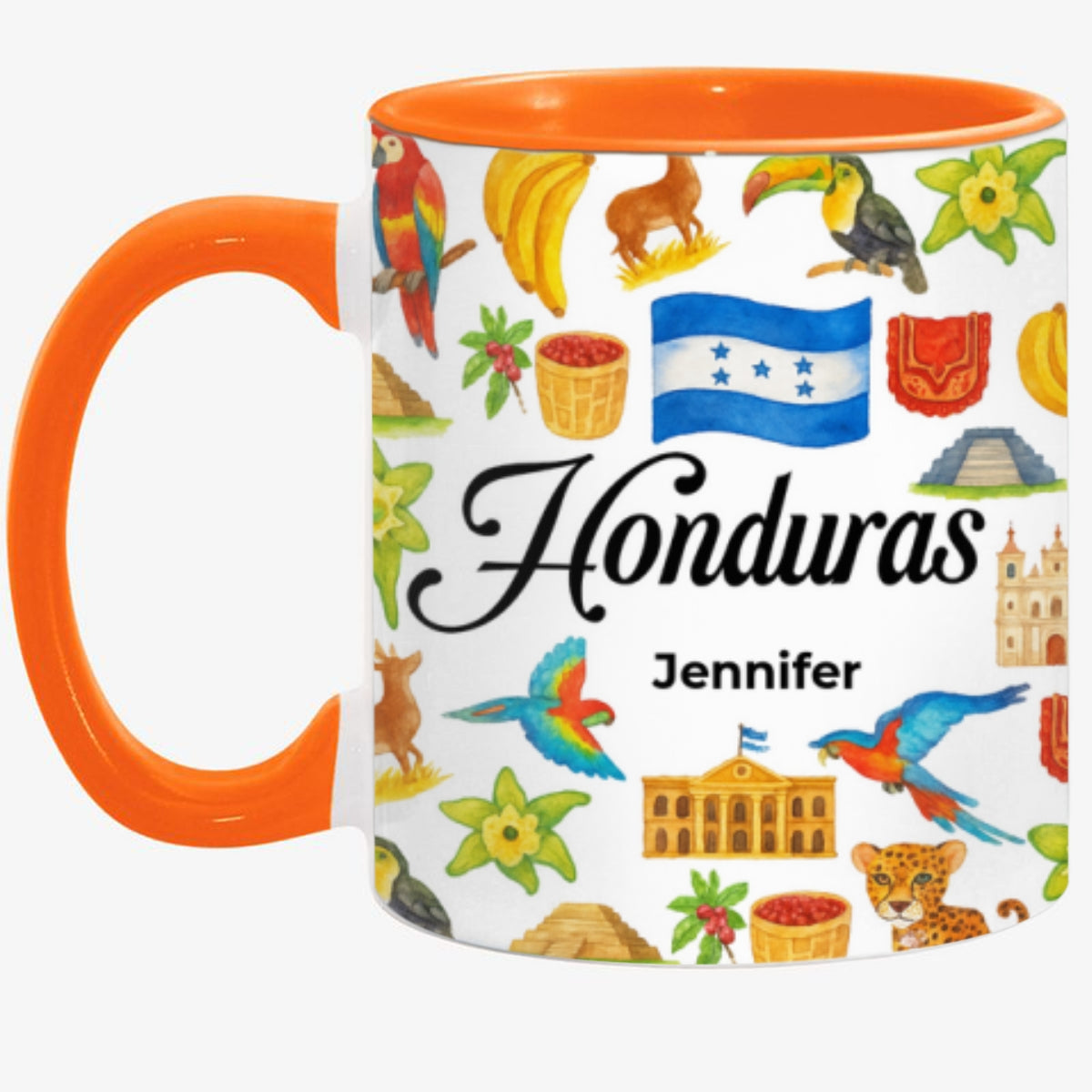 Custom Honduras Accent Mug With Water Symbols, Name