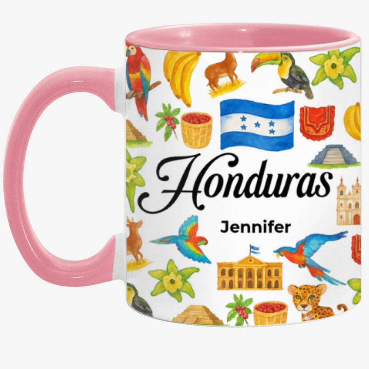 Custom Honduras Accent Mug With Water Symbols, Name