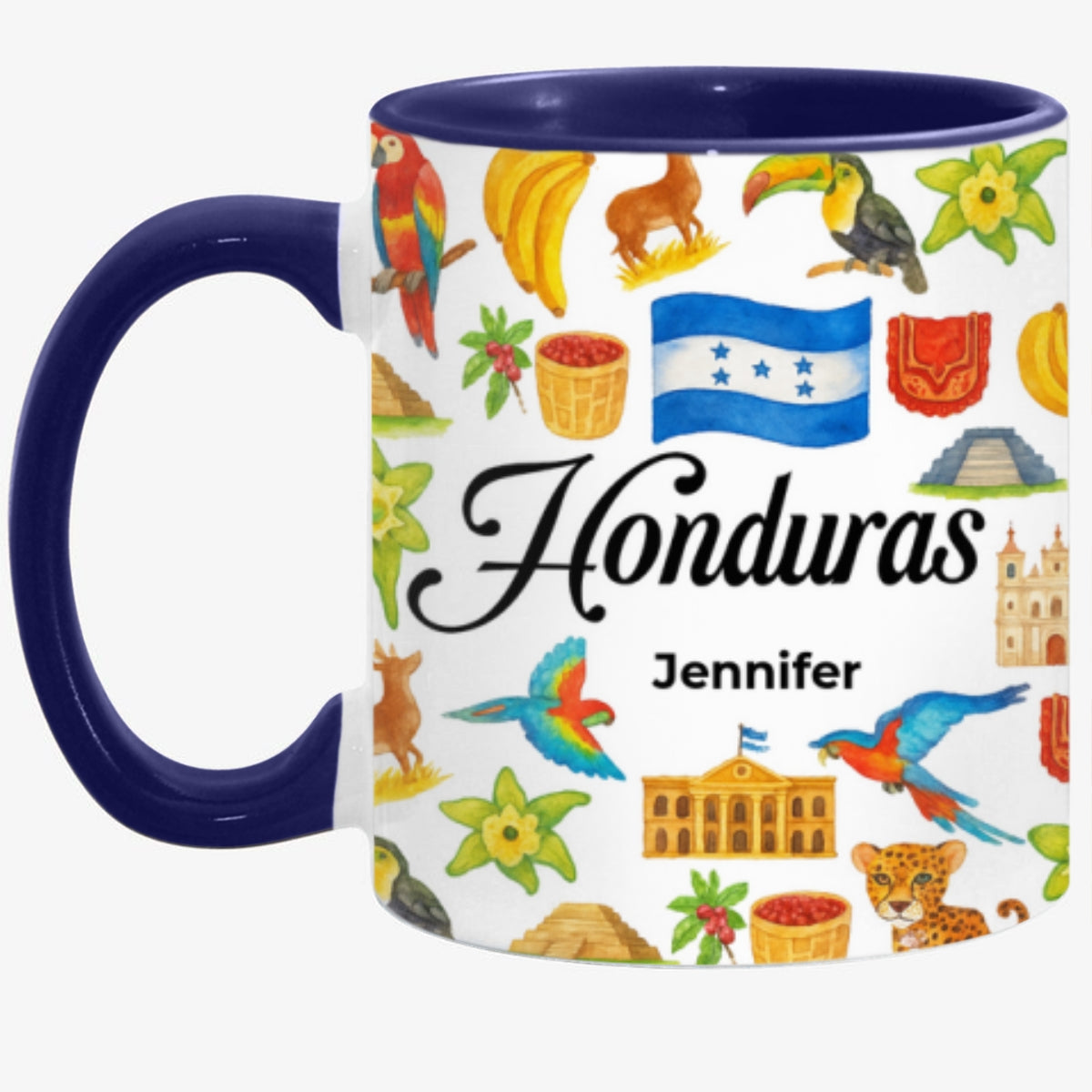 Custom Honduras Accent Mug With Water Symbols, Name