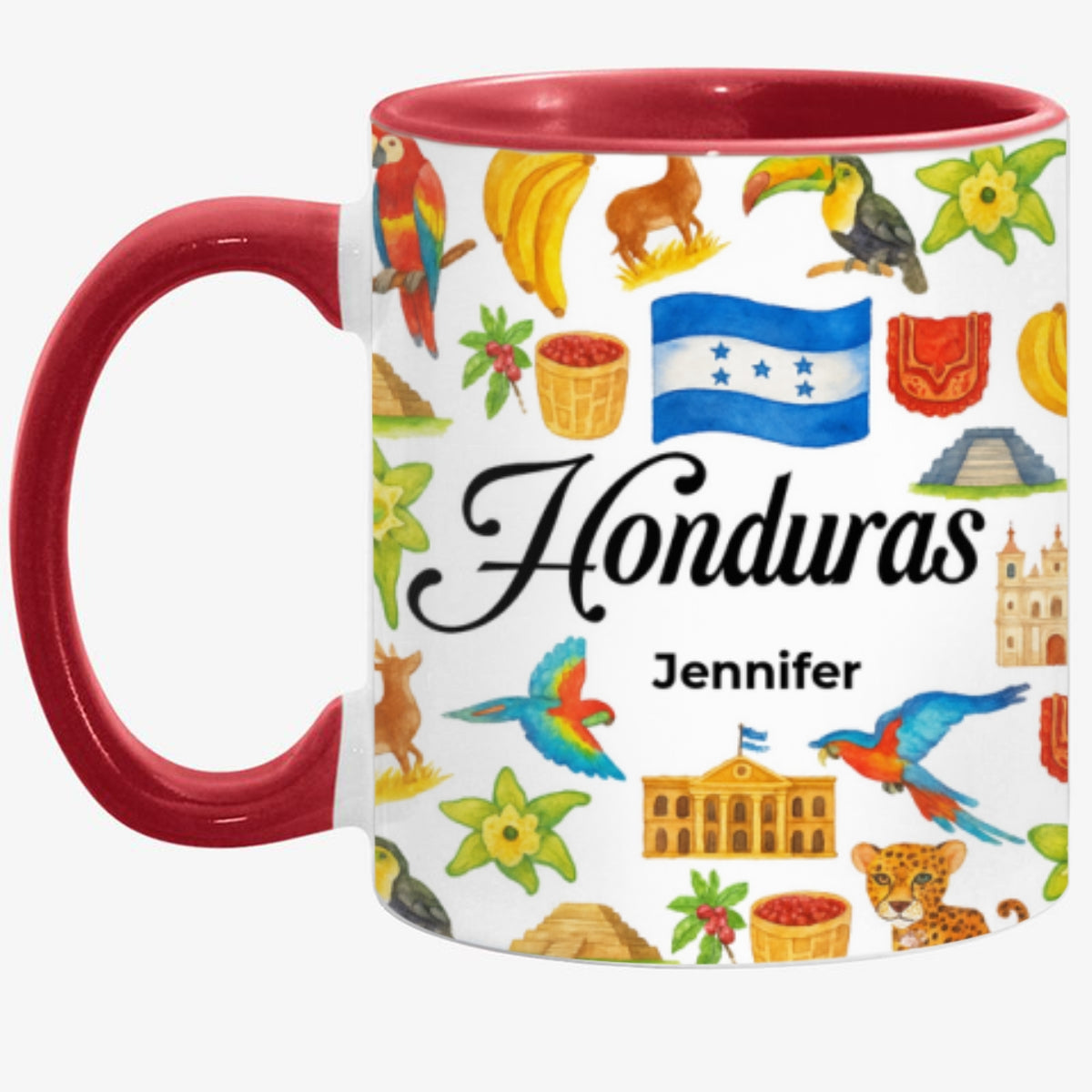 Custom Honduras Accent Mug With Water Symbols, Name
