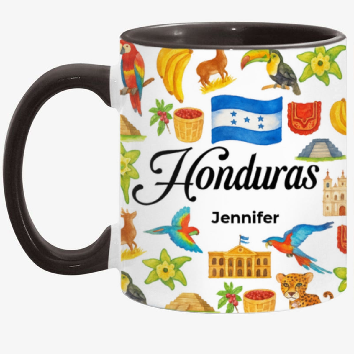 Custom Honduras Accent Mug With Water Symbols, Name